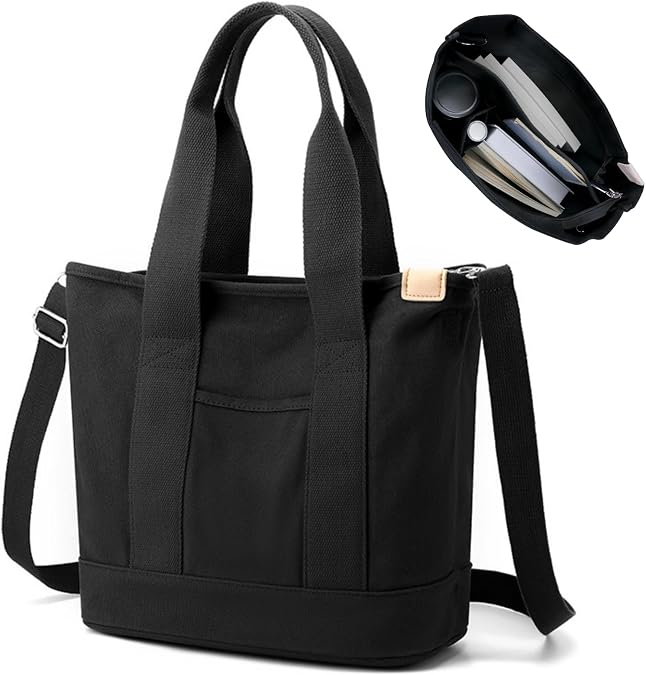 Aucuu Multi-Pocket Tote Bag, Canvas Tote Bags for Women, Crossbody Bags, Large Capacity Shoulder Bag