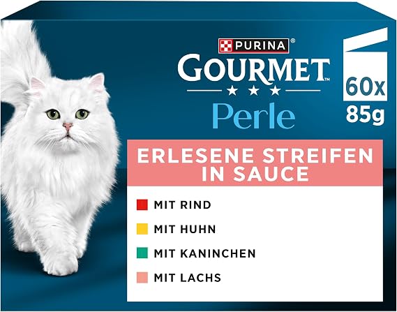 PURINA GOURMET Perle Exquisite Stripes Cat Food Wet Varieties Mix 60 Pack (60 x 85 g) Single