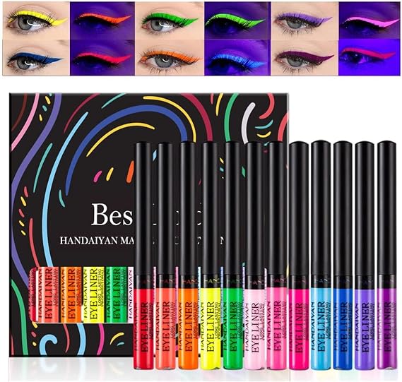 12 Colors Matte Liquid Eyeliner Set, Neon Rainbow Colorful Eyeliner Pencil