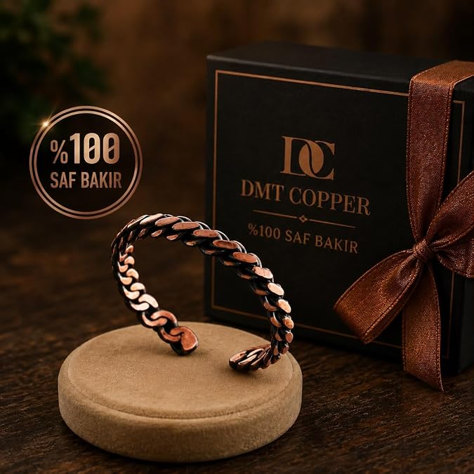 %100 Saf Bakır El Yapımı Örgü Bileklik, Ayarlanabilir,KALIN ÖRME