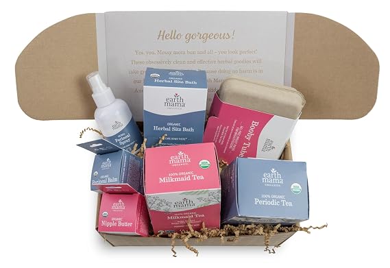Earth Mama Postpartum Recovery Collection - 7 Pack - Nipple Butter, Perineal Spray, Perineal Balm, Herbal Sitz Bath, Milkmaid Tea, Periodic Tea & Booby Tubes - Thoughtful Gifts for New Moms