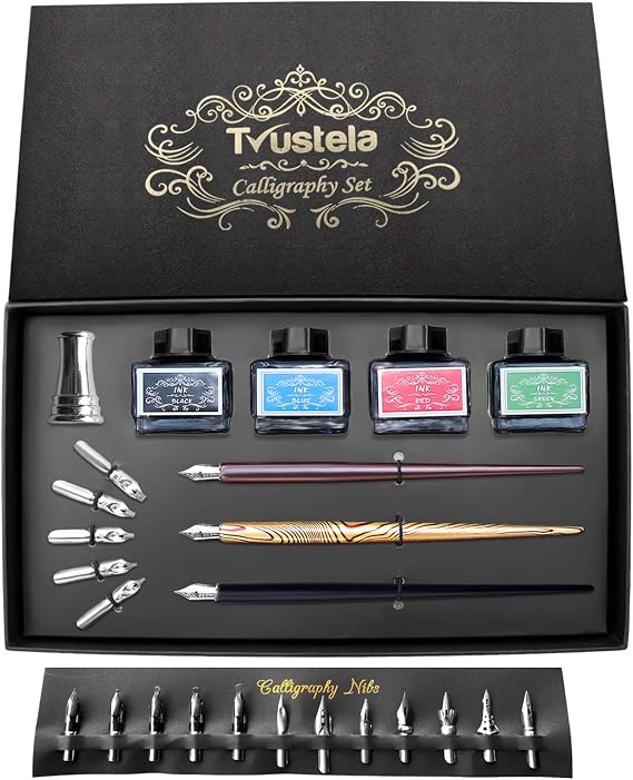 Calligraphy Set For Beginners, 3 Calligraphy Pens, 4 Ink Bottle 15ml, 20 Calligraphy Nibs, 1 Calligraphy Pen Holder, Dip Pen Set, Gift For Men, Women And Kids, Calligraphy Kit For Beginners