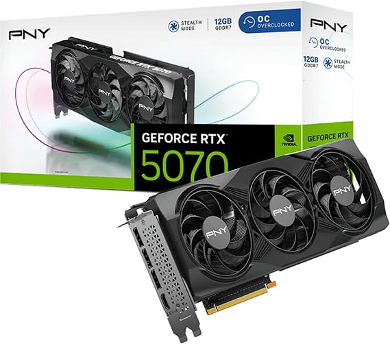 PNY GeForce RTX 5070 12GB OC GDDR7 192-Bit, DLSS 4, Ray Tracing, PCIe 5.0, 1440p/4K Gaming Ekran Kartı – VCG507012TFXPB1-O