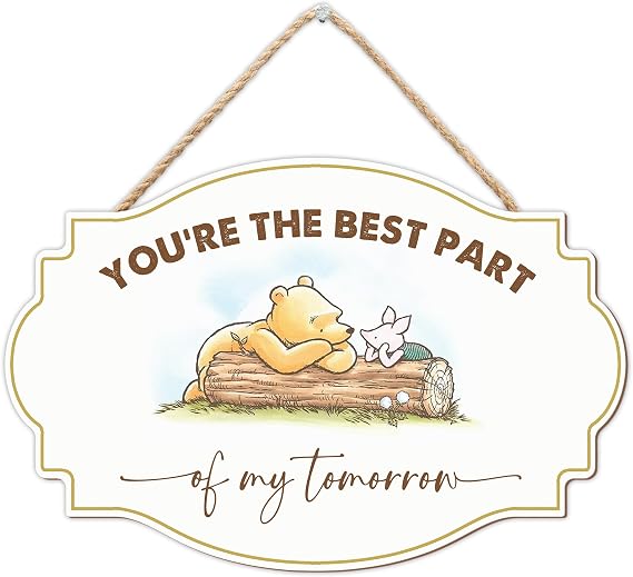 Classic Bear Hanging Decor, 8 X 12" Friendship Wood Wall Decoration,You'Re The Best Part Of My Tomorrow,Gifts For Friends Family - Nursery Home Bedroom Door Decor & Supplies-A05