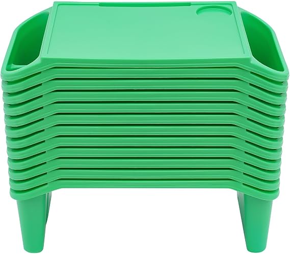 12 Pcs Lap Desk Kids, Lap Desks Lap Tray, Breakfast in Bed Trays for Eating, Lap Trays for Eating on Couch, Kids Eating Table, Lap Desk Tray for Writing Eating Game Classroom (Green, 12 Pcs)