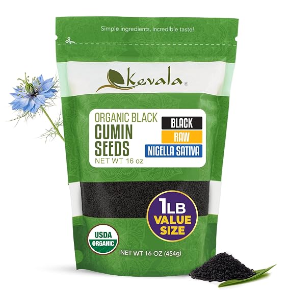 Kevala Organic Raw Black Cumin Seeds (Nigella Sativa) - 1 lb, 16 oz