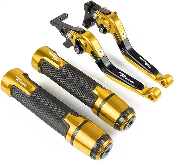 SCUUBE Motorcycle Accessories Adjustable Folding Extendable Brake Clutch Lever Handlebar Hand Grips Cap CNC for Yama&ha Tracer 700 GT 2018 2019 2020 Motorcycle Hand Levers (Color : Gold)