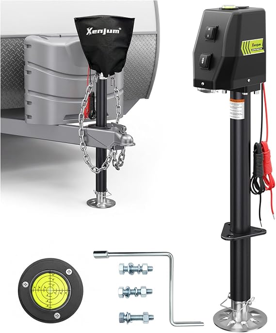 Electric Trailer Jack with Bubble Level, Power Tongue Jack 12V DC, 5000 lbs