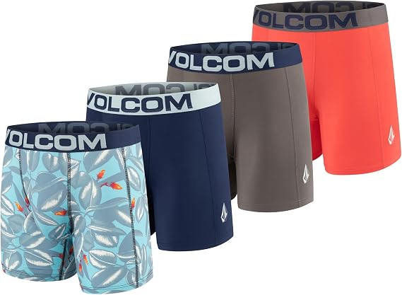 Volcom Mens Boxer Briefs Poly Spandex Performance Boxer Briefs Underwear with Comfort Flex Side Panel- Sleek Modern Look