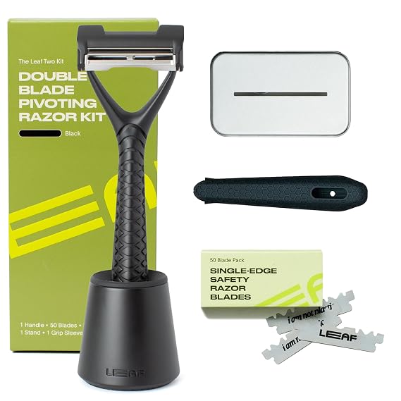 Leaf Shave Leaf Two Kit - Two-Blade Safety Razor Set - Black