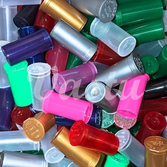 Vastu 19DR - 19 Dram Pop Top Containers Bottle Vials - Holds 3.5 Gram - (Squeeze Pot Tub, Poptops, Pop Tops) (1)