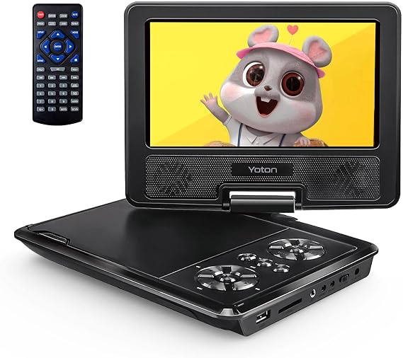 Yoton 9.5" Portable DVD Player, 7.5" HD Screen, Easy Setup for Kids, 6H