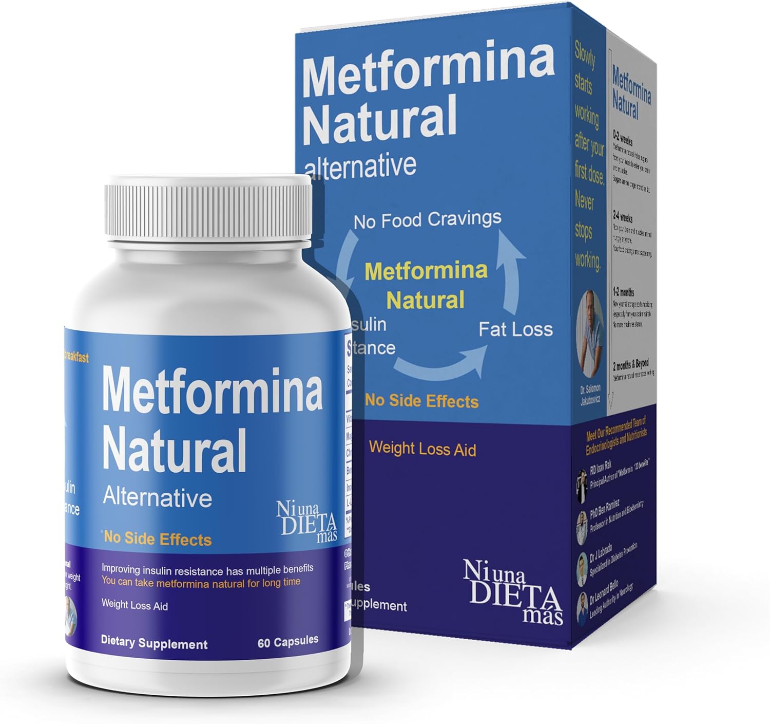 Ni una dieta más Metformina Natural - Fat &amp;amp;amp; Glucose Metabolism Support - Dr Salomon 60 Capsules