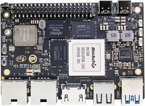 Banana Pi BPI-M7 RockChip RK3588 Quad A76 2.4GHz Quad A55 1.8GHz Mali G610MC4 GPU, 8GB/16GB/32GB LPDDR4, 64GB/128GB eMMC (8GB RAM 64GB eMMC)