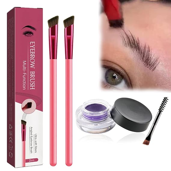 4D Hair Stroke Brow Stamp Brush, Eyebrow Hair Stroke Brush, 4D Hair Stroke Ultra-Thin Brow Brush, Realistic Hair Stroke Eyebrow Brush (Purple)