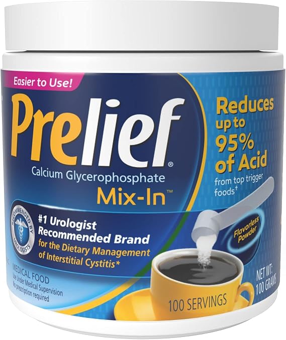 PRELIEF Powder Jar with Serving Scoop, 100 Servings | 1 scoop is equivalent to 2 Prelief Caplets. Stir into cup of coffee - reduce the acid, minimize discomfort
