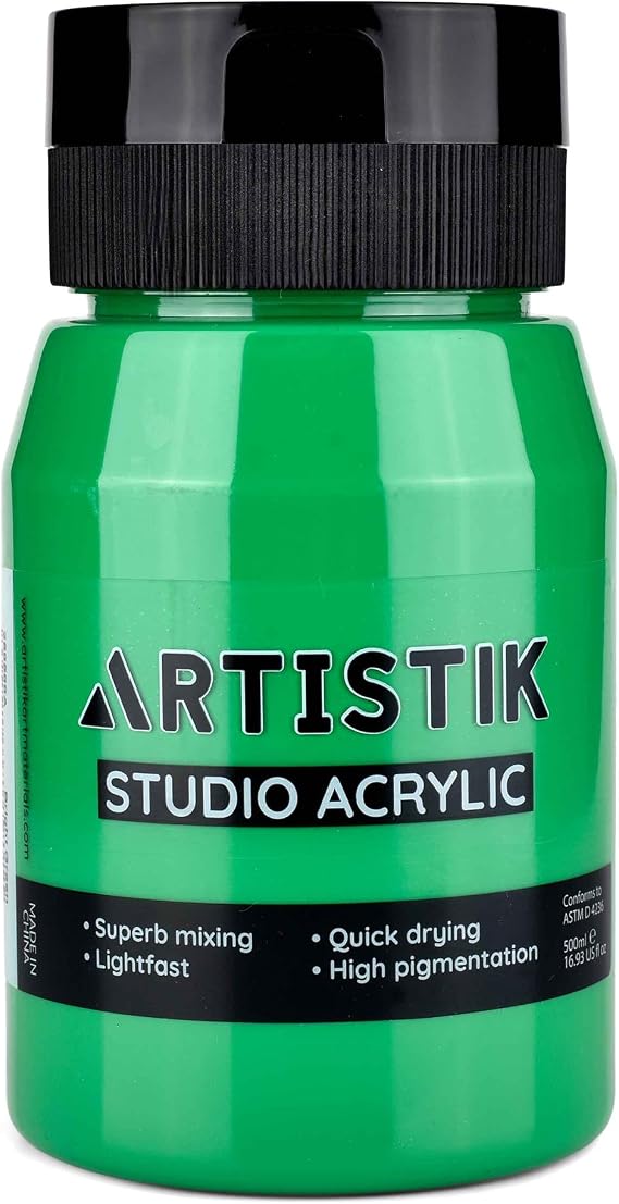 ARTISTIK Studio Acrylic Paint 500mL Bright Green High-Pigment Matte Finish