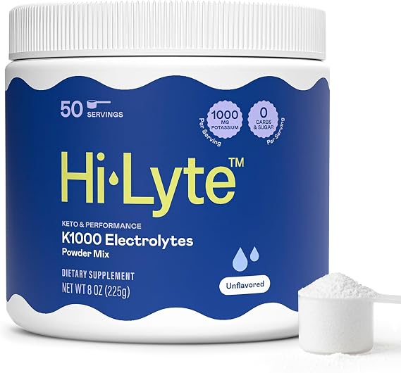 Keto K1000 Electrolyte Powder | Hydration Supplement Drink Mix | Raw Mineral Flavor, No Stevia | 50 Servings | Boost Energy & Beat Leg Cramps | No