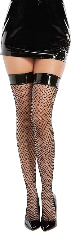 Dreamgirl Women's Stretch Vinyl Top Thigh High Stockings