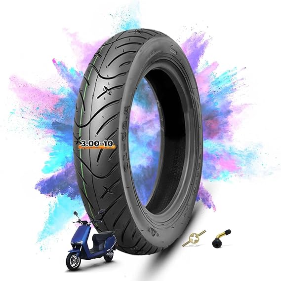 3.00-10 Scooter Tire Street Tire 3.00 10 Inch Tubeless Tire for Electric Scooters | 3.00-10 Tire for Scooters Front/Rear Replacement Spare Accessory, Fits on 10 Inch | 42J 4 P.R.