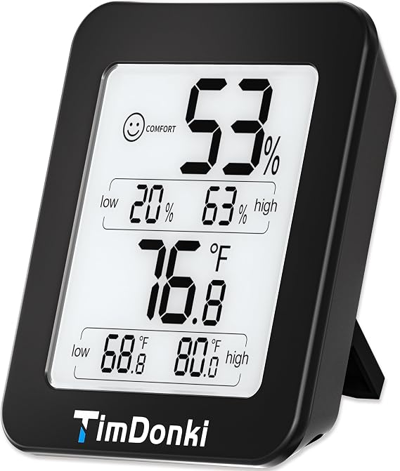 Digital Hygrometer with Max and Min Records 10s Fast Refresh Accurate-Hygrometer Room Thermometer Indoor for Home/Bedroom/Baby Room/Office/Greenhouse/Cellar (Black)