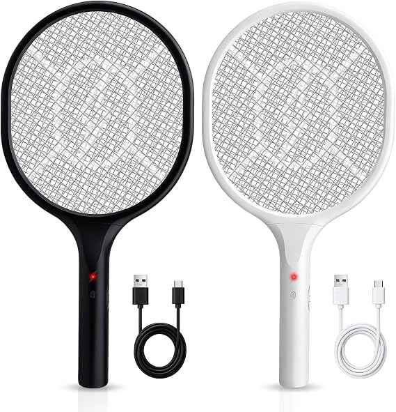 Rechargeable Electric Fly Swatter Racket, 2 Pack