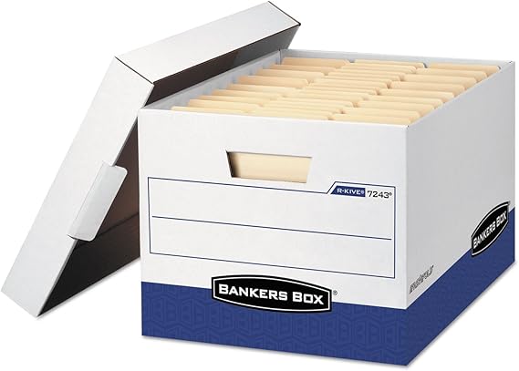 Bankers Box 07243 Storage File, Letter/Legal,12-Inch x15-Inch x10-Inch, 12/CT, White/Blue