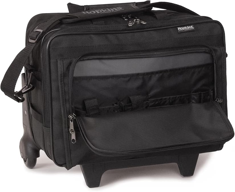 Hopkins Medical Products Rolling Executive Home Healthcare Bag: Premium Organizer, Ideal for Home Healthcare and Medical Professionals, 16"x12"x9"