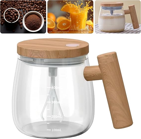 Self Stirring Mug, Electric Mixing Cup Lightweight Self Stirring Coffee Mug Electric High Speed Mixing Cup For Stir Mixed Drink Office Milk Protein for Office Home 400ml (Clear)
