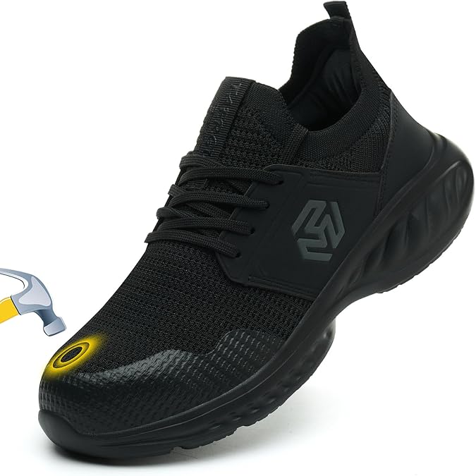 Steel Toe Shoes for Men Indestructible Slip On Safety Shoes Lightweight Non Slip Steel Toe Sneakers Comfortable Construction Industrial Work Shoe Loafers