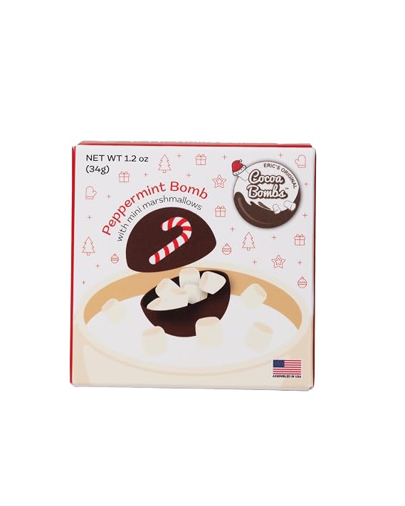 U.s. Made 1 Pack Peppermint Hot Cocoa Ball W/mini White Marshmallows