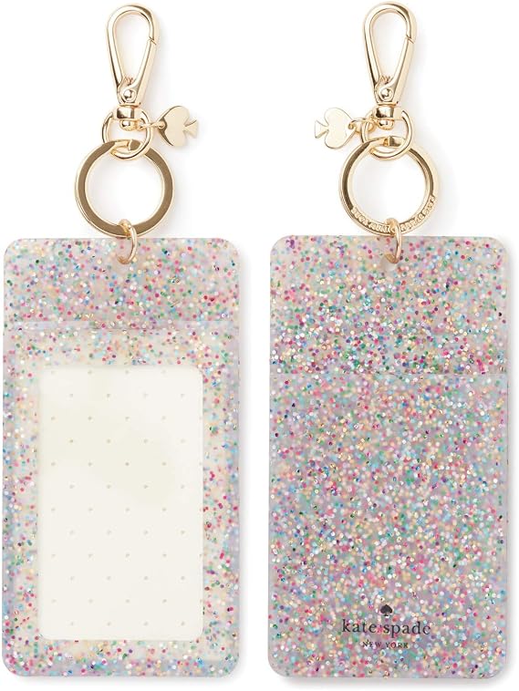 kate spade new york ID Badge Clip Key Chain, Multicolor Glitter