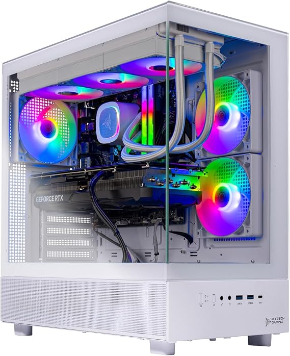 Skytech Gaming Azure 3 Gaming PC, AMD Ryzen 7 9700X 3.8GHz, NVIDIA RTX 5060, 1TB NVMe SSD, 32GB DDR5 RAM 6000, 850W Gold ATX 3 PSU, 360 ARGB AIO, WI-FI 5, Windows 11, Desktop