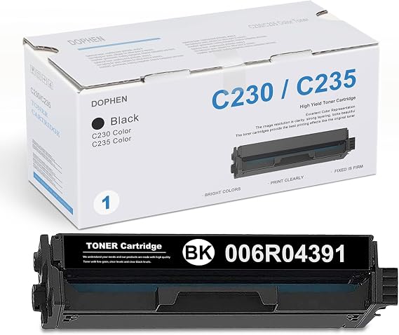 C230/C235 High Yield Black Toner Cartridge 1-Pack: Doen Compatible 006R04391 Toner Cartridge Replacement for Xerox C230 Color C235 Printer