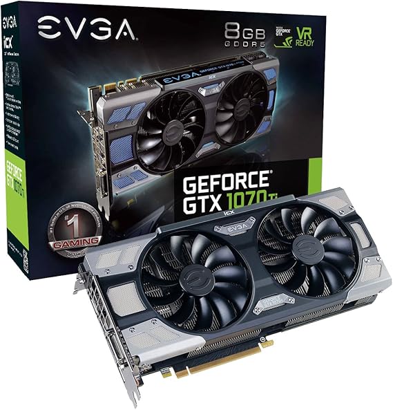 EVGA GeForce GTX 1070 Ti FTW2 GAMING, 8GB GDDR5, iCX Technology - 9 Thermal Sensors & RGB LED G/P/M, Asynch Fan, Optimized Airflow Graphics Card 08G-P4-6775-KR