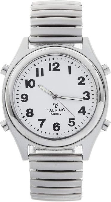 Charles Raymond Atomic Talking Watch - Sets Itself with a Touch of a Button! Unisex Watch w/Alarm Speaks Time, Day, Date - Great for The Blind, Elderly or