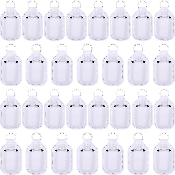 Duufin 60 Pieces Empty Travel Size Hand Sanitizer Bottles with Keychain Set Including 30 Pieces Clear Refillable Bottles and 30 Pieces Hand Sanitizer