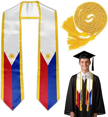 Philippines Flag Graduation Stole Sash, Filipino Country Flag Graduation Stole