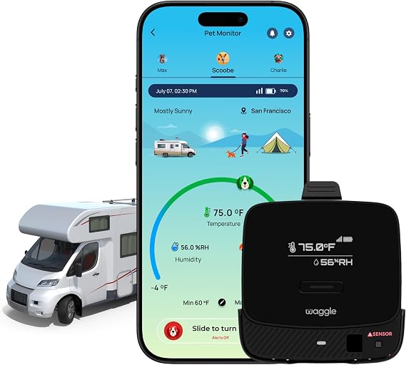 Waggle RV Pet Temperature Monitor, 4G Cellular, No WiFi Required