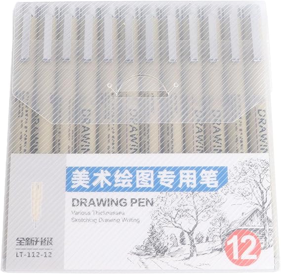 Respicefinem Fineliner Drawing Art Pens 12pcs Micro Pen Fineliner Ink Pens Ink Set for Artists Multiliner Pens Drawing with Metal Clip for Artist Illustration Inking Markers
