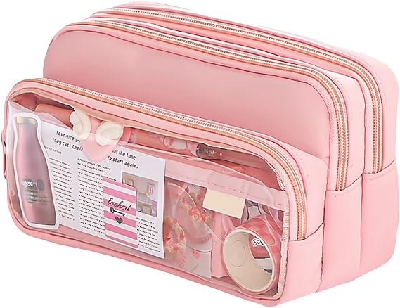 Pencilcase School Aesthetic Big, Large Pencil Case Big Capacity, Preppy Pencil Case, Aesthetic Pen Cases, Cheap pencilcase with Zipper and 4 Compartments for Girls School College Office