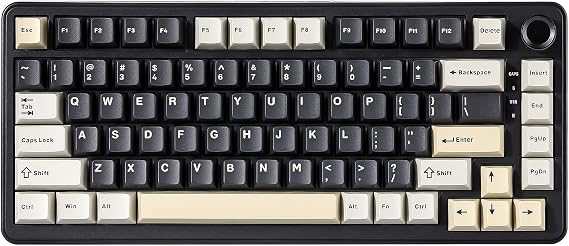 YUNZII B75 75% Hot Swap RGB Mechanical Keyboard(Black,Milk V2 Linear) | Wired, Function Knob, Gasket Mount, Creamy Typing, Pre-Lubed Switches, Double-Shot PBT Keycaps, for Win/Mac