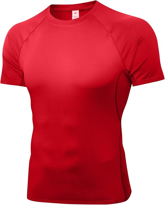 Yuerlian Compression Shirt for Men Short Sleeve Running Gym Quick Dry Top | Crewneck T-Shirt,Breathable,Lightweight,Highly Elastic,Sports Undershirts,Athletic,Training,Cycling,Workout,Hiking