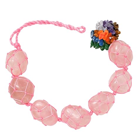 Amazing Gemstone Rose Quartz Crystals Car Mirror Hanging Accessories - Rear View Car Decor Crystals and Healing Stones - Adornos para Carros Crystal Car Hanging Ornament Cum Dream Catcher