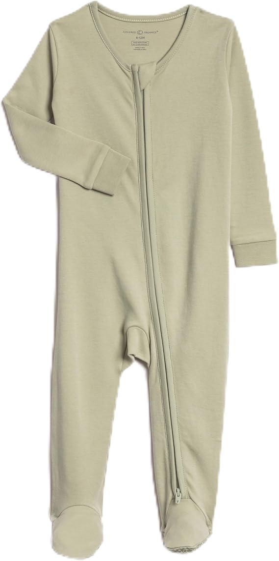 Colored Organics Baby Zip-Up Footed Sleeper with 2-Way Zipper - Organic Cotton Pajamas