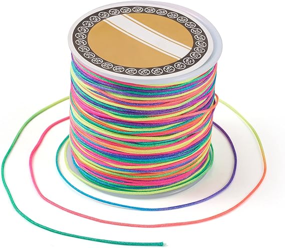Approx. 100m/Roll 0.8mm Multicolor Nylon Cord Hand-Knit Yarn Knotting Nylon Rope for Accessories, Handicraft, Arts and Crafts, DIY Necklace, Bracelet, Handmade DIY Craft Supplies