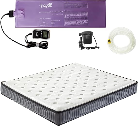 Waterbeds Mattress,95% Waveless PVC Water Bed with Thermostat, Both Water and Air Can Be Used, Foldable Waterbed Mattress, Water Bed Without Additional Frame (California King-72" x 84")