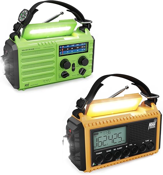 CR1009 Hand Crank Emergency Radio and 1009 Pro Weather Radio with Big LCD Display