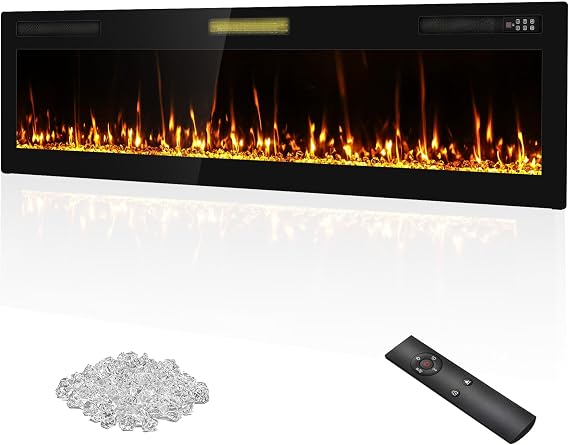 Electric Fireplace 72 Inch, Newly Ultra-Thin Fire Places Electric Fireplace Inserts Recessed and Wall Mounted Electric Fireplace with Remote Control & Touch Screen