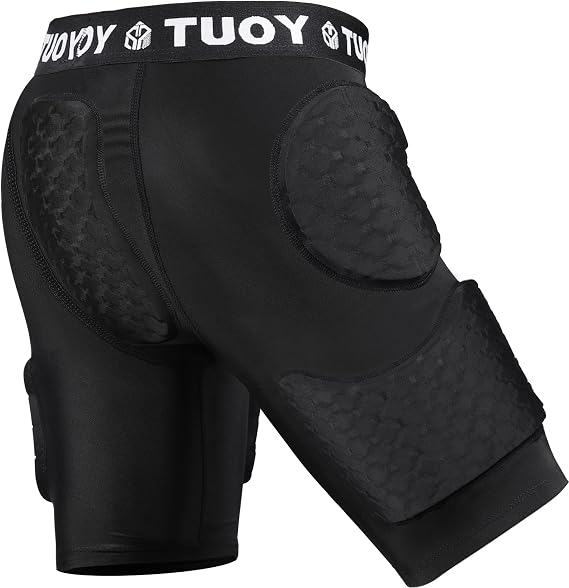 Football Girdle Adult Padded Compression Shorts 5-Pads Girdle Hip and Thigh Protector for Baseball Football Basketball Black